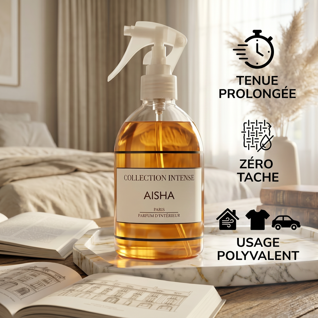 Parfum d’Intérieur, Parfum voiture, parfum en spray pour Textiles, Collection intense 250ml