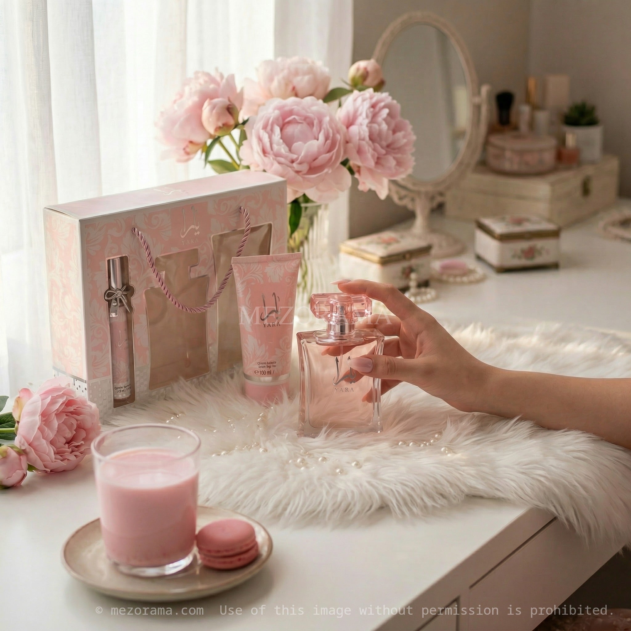 Routine parfumée gourmande, Coffret YARA Rose, Parfum Lotion Brume, 3 pièces