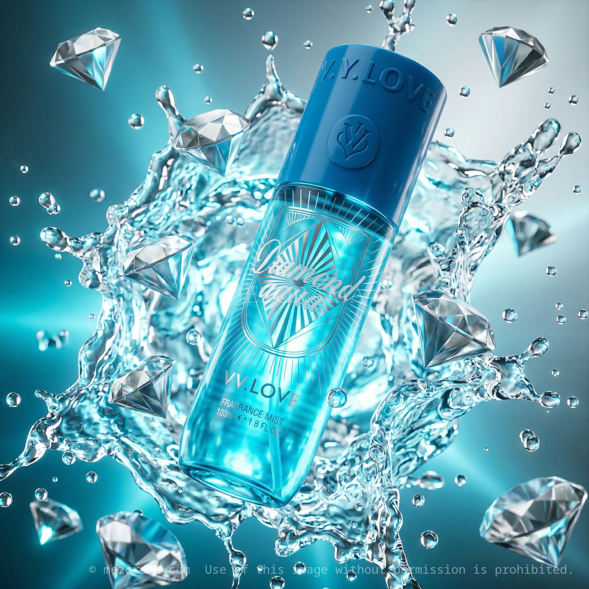 Fraîcheur aquatique intense, V.V.LOVE Diamond Aqua, Océan, Brume parfumée, 150ml