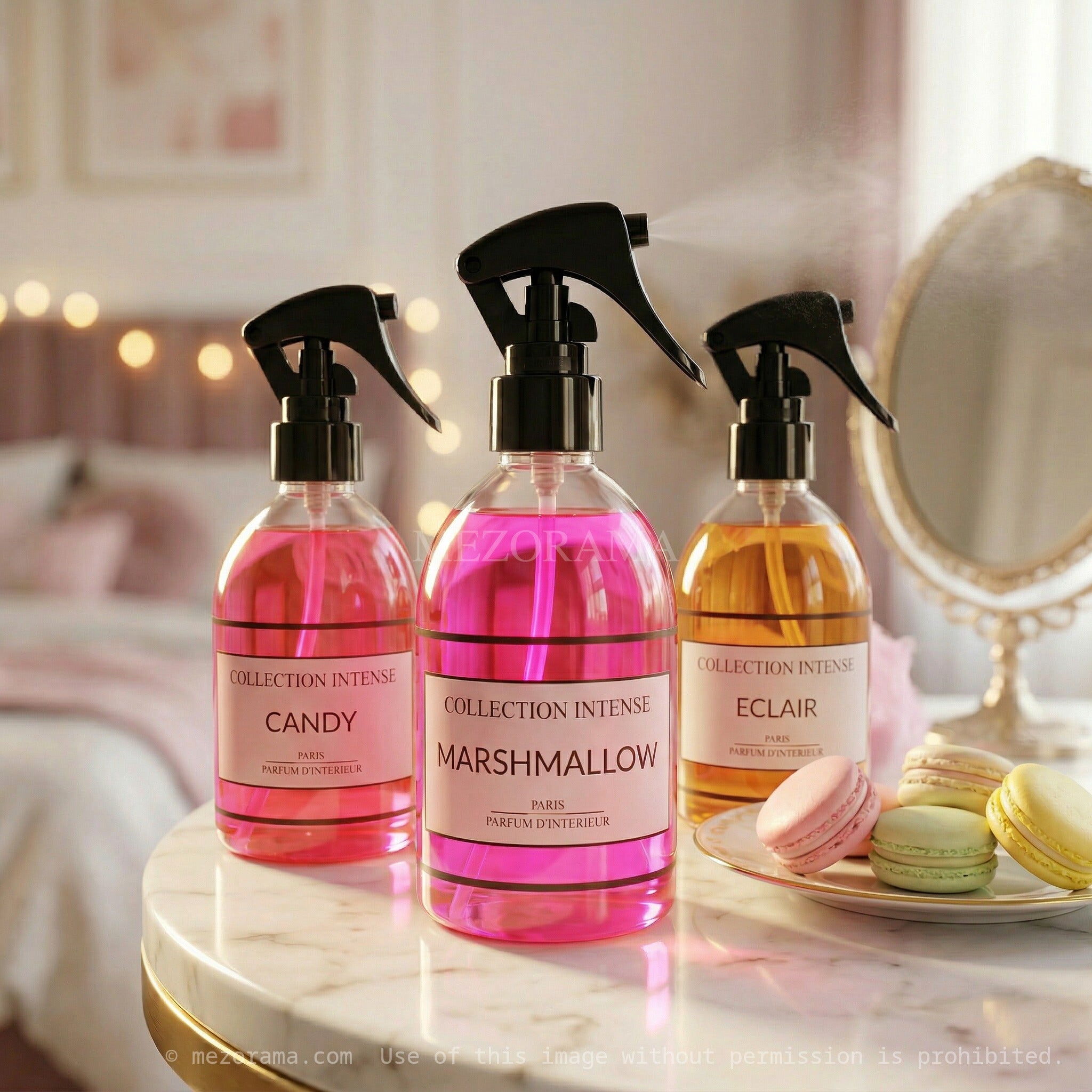 Parfum d’Intérieur, Parfum voiture, parfum en spray pour Textiles, Collection intense 250ml