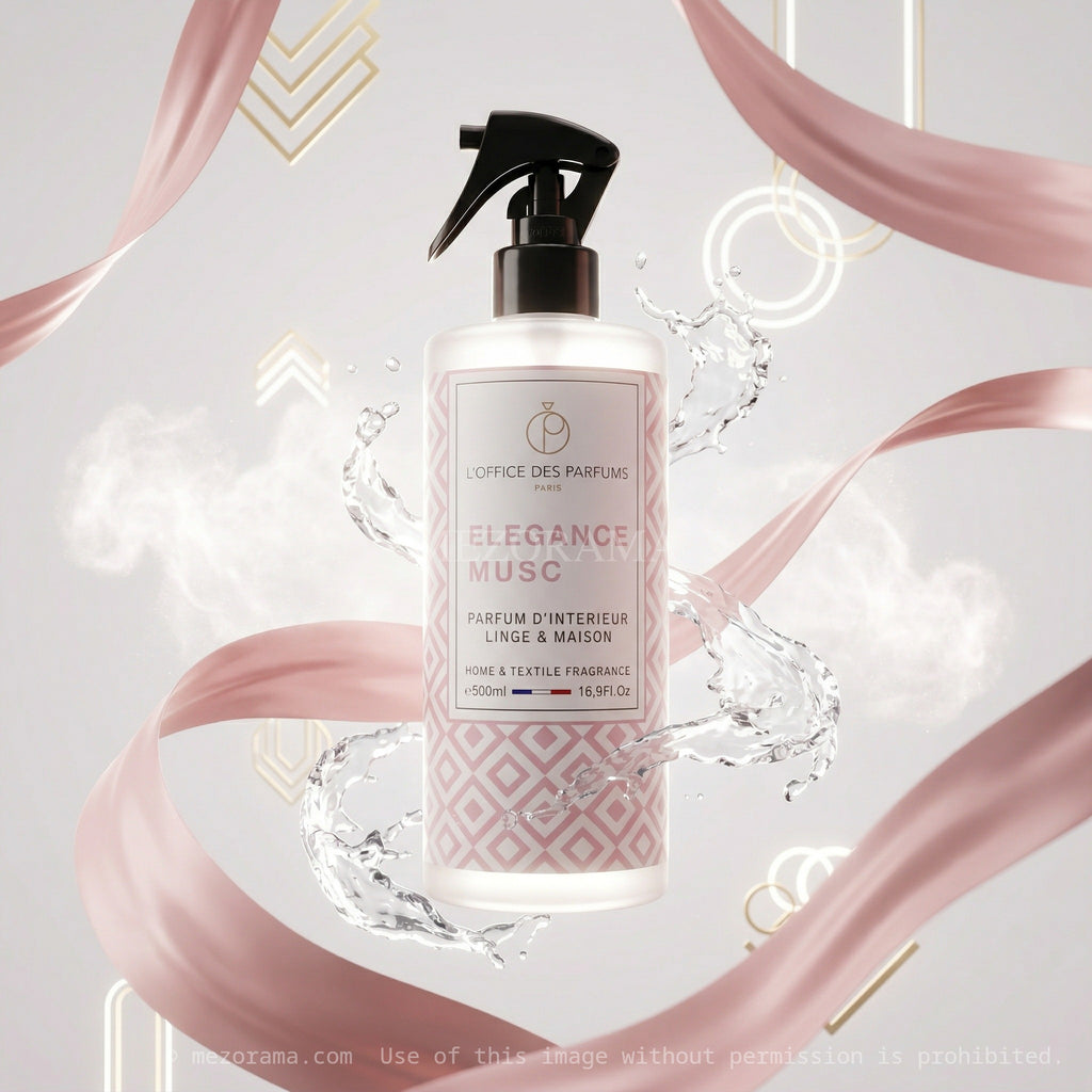 Parfum longue durée, Elegance Musc, Spray d'intérieur et linge, 500ml