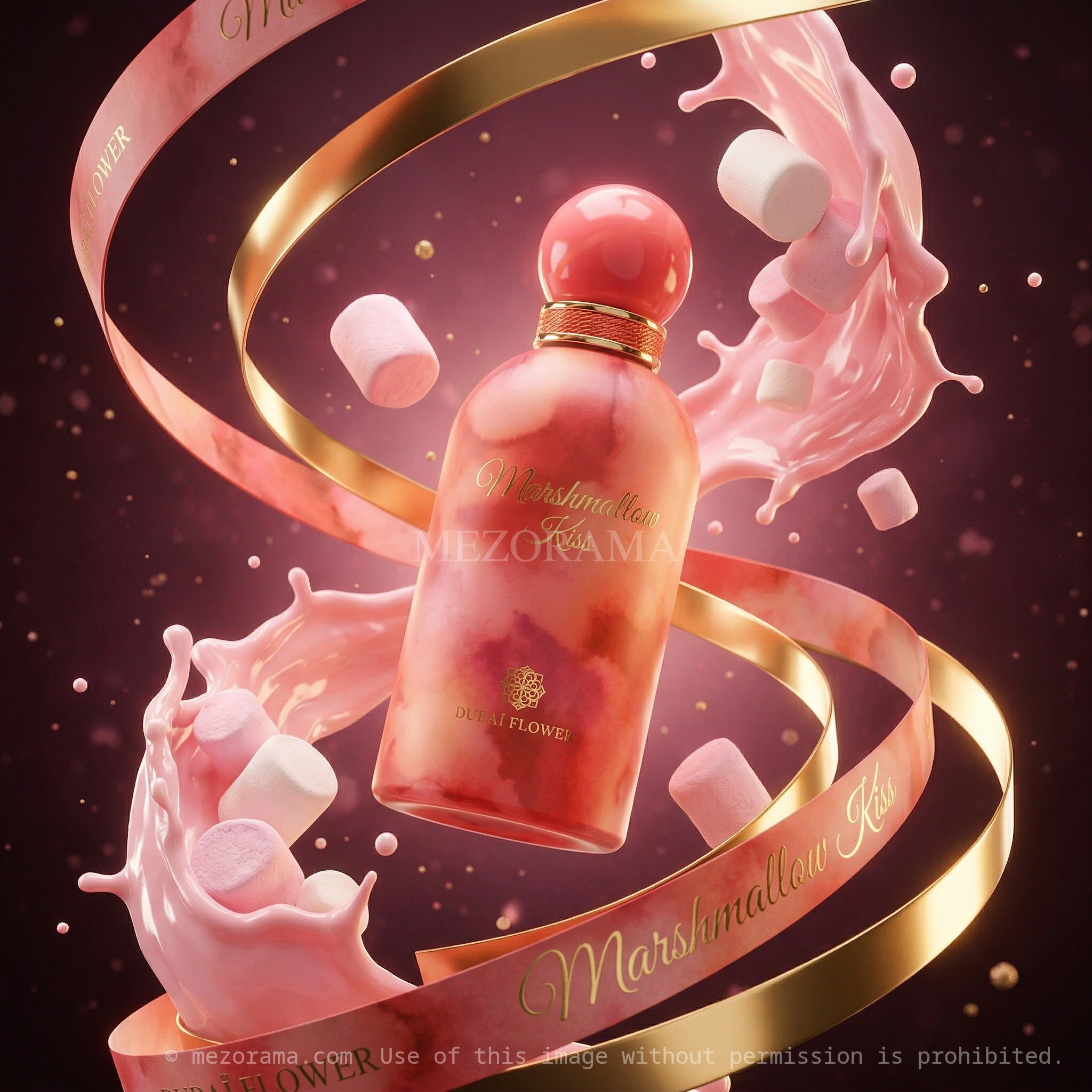 Parfum gourmand irrésistible, Marshmallow Kiss Dubai Flower, Rose Aquarelle, Parfum Femme, 100ML
