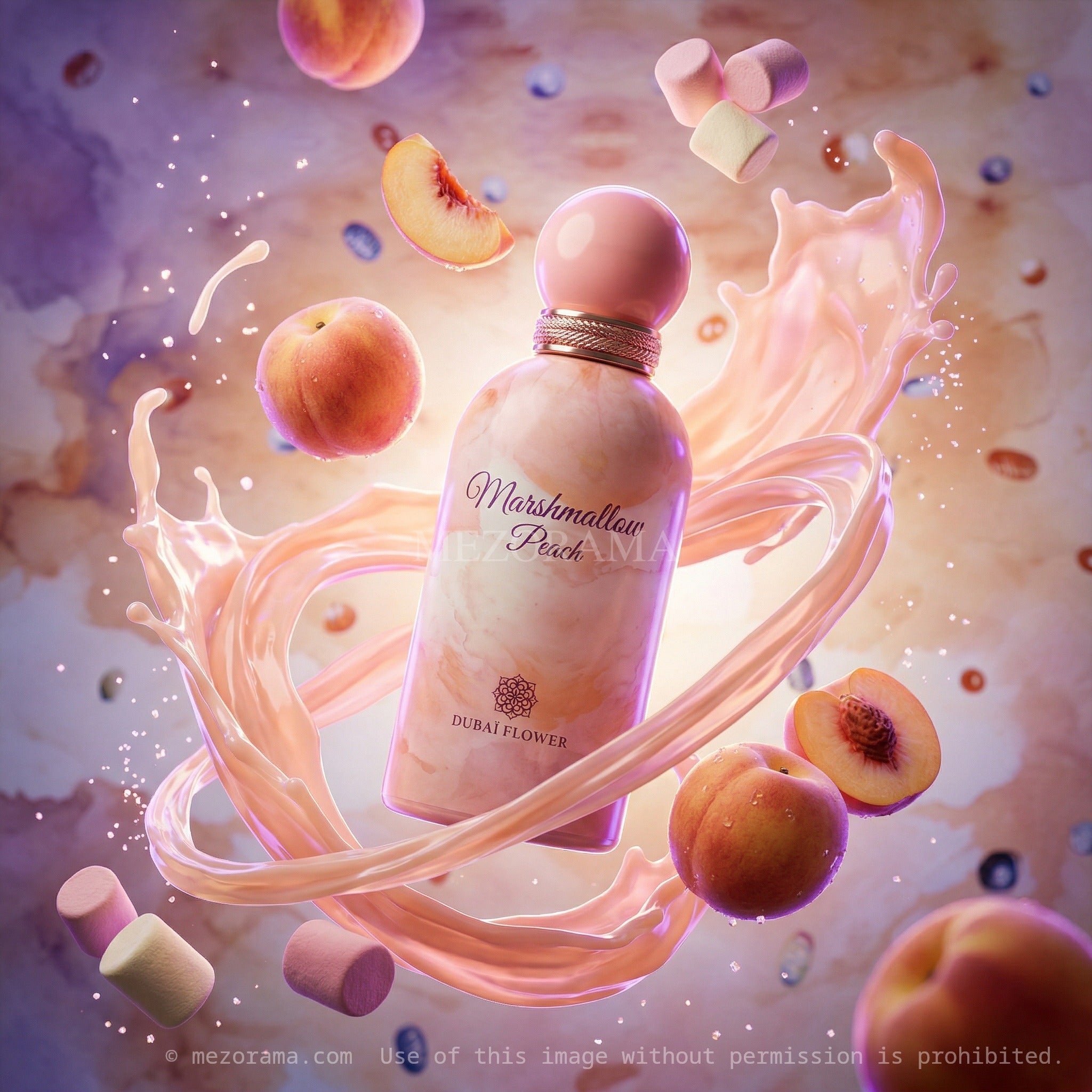Évasion douce et gourmande, Marshmallow Peach, Dubaï Flower, Parfum pour femme, 100ML