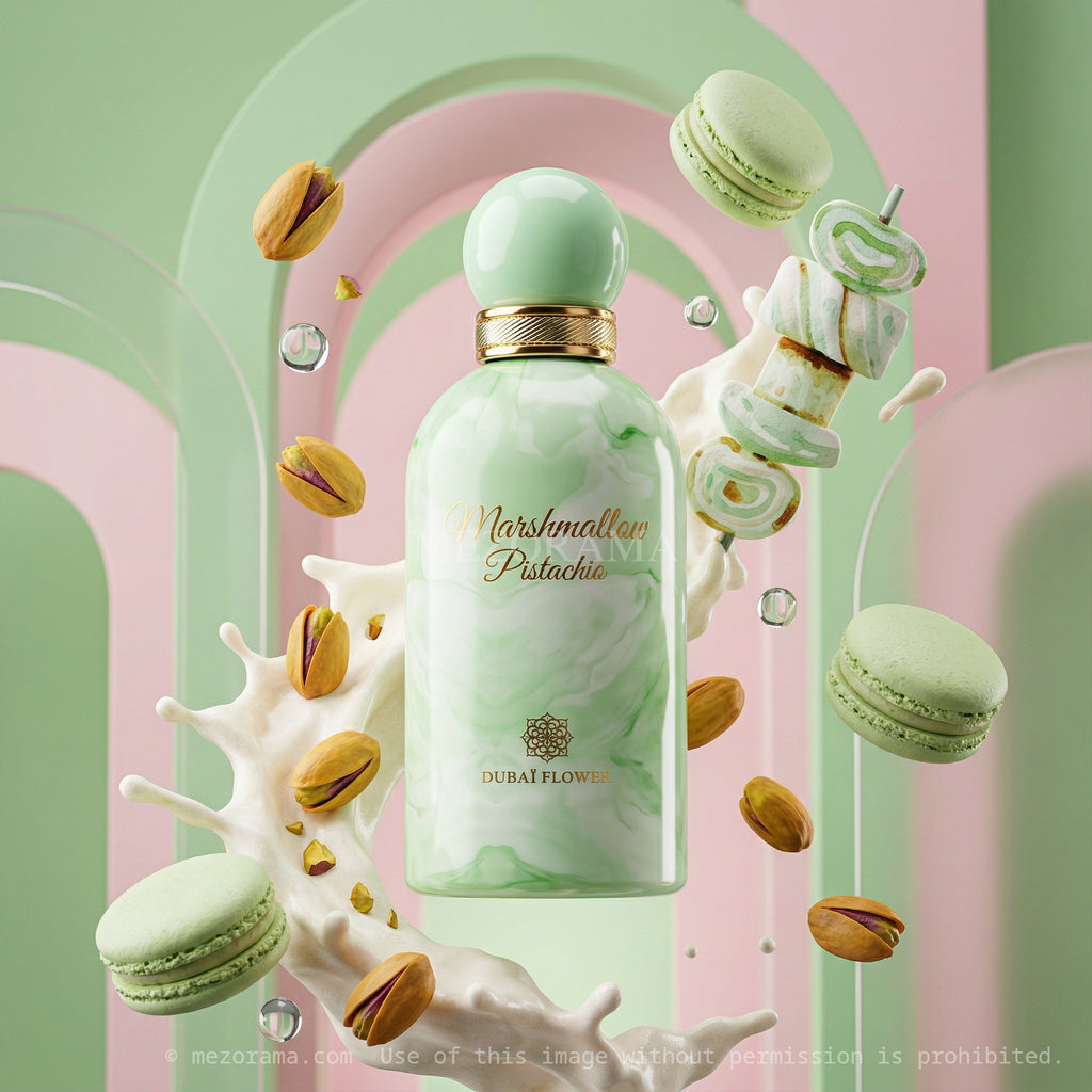 Sillage gourmand envoûtant, DUBAÏ FLOWER Marshmallow Pistachio, Parfum femme, 100ML