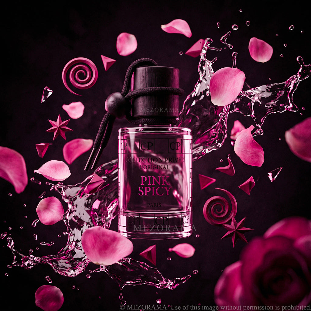 Parfum Voiture, Senteur Pink Spicy, Florale Épicée, Diffuseur Suspendu