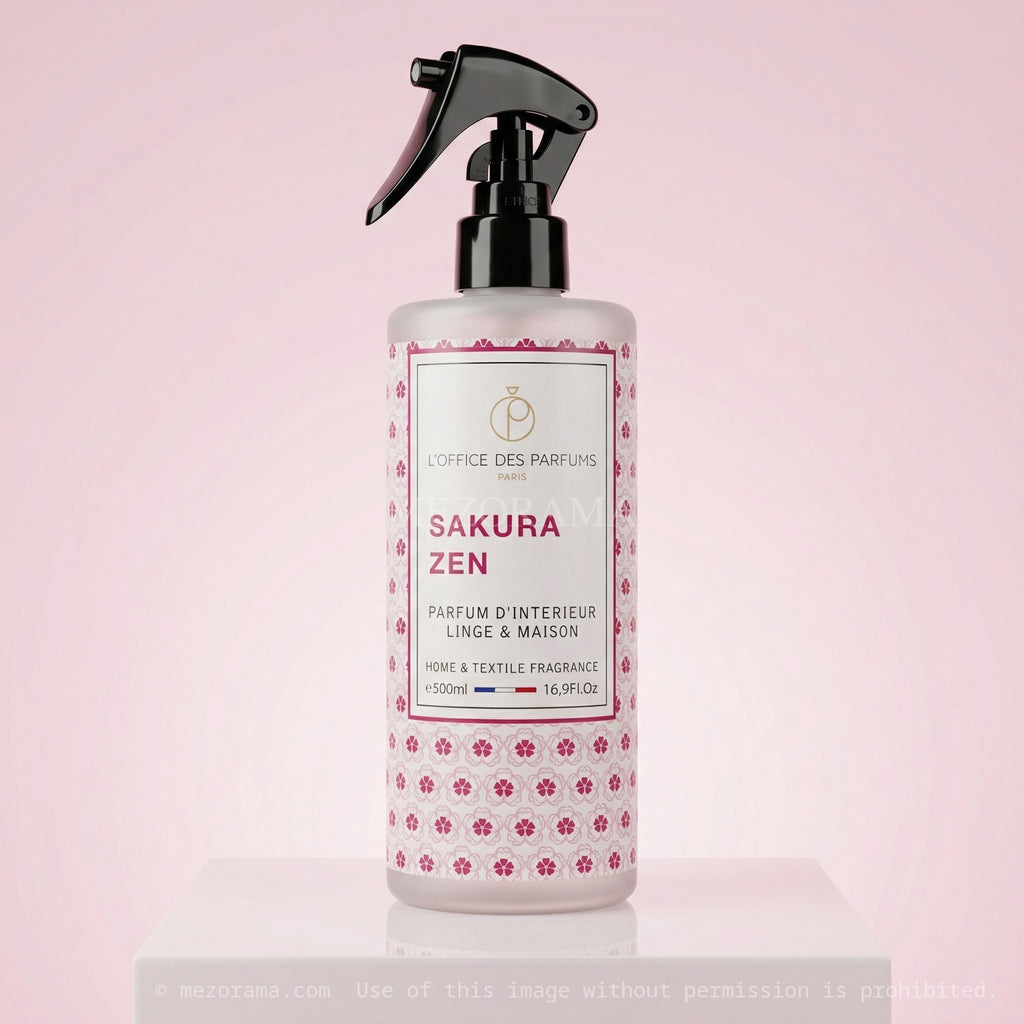 Fraîcheur florale apaisante, Sakura Zen L'Office des Parfums, Fleurs de Cerisier, Parfum d'intérieur et linge, 500 ml