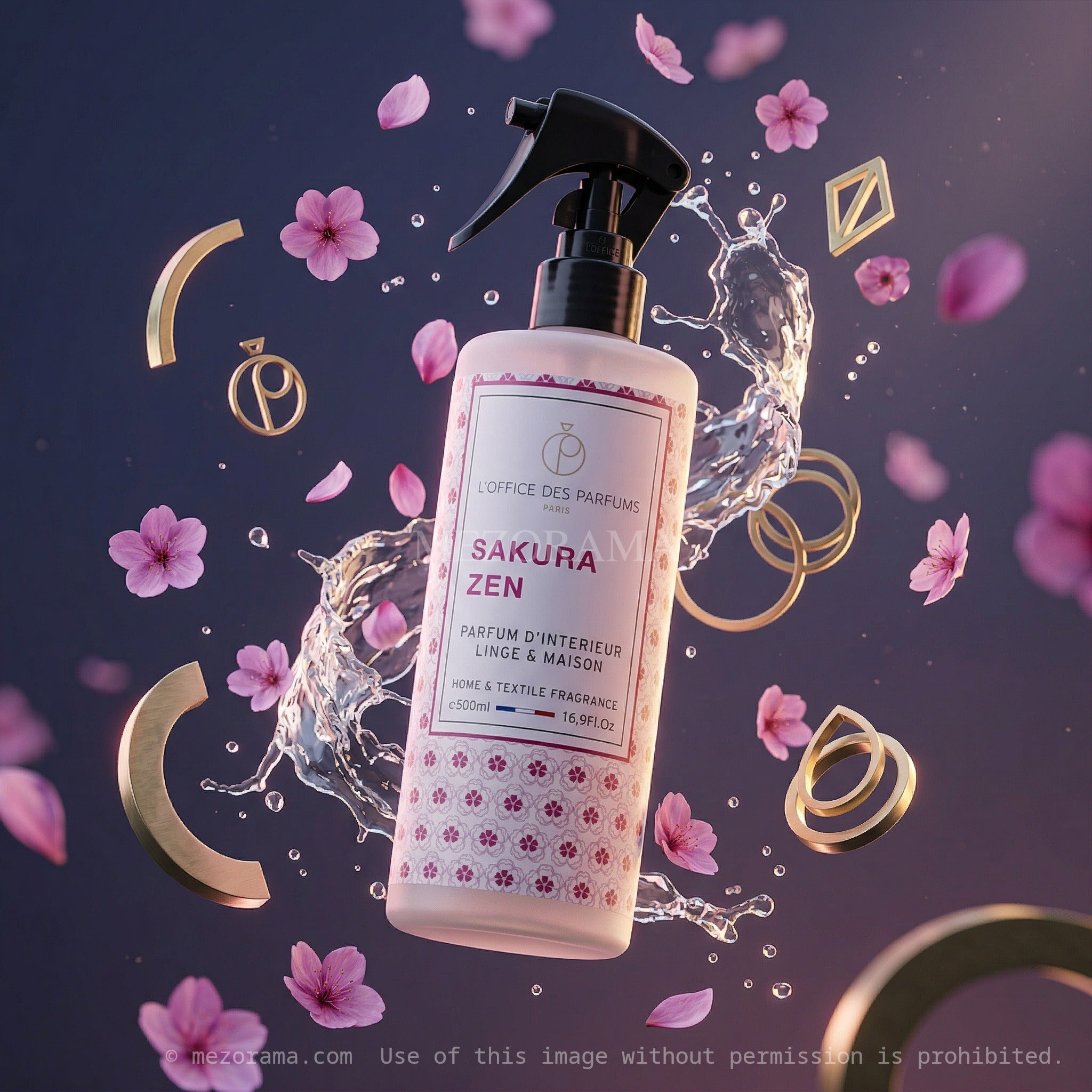 Fraîcheur florale apaisante, Sakura Zen L'Office des Parfums, Fleurs de Cerisier, Parfum d'intérieur et linge, 500 ml