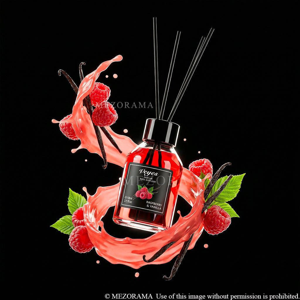 DIFFUSEURS   Ambiance Gourmande Intense, Diffuseur Veyes, Framboise & Vanille, Parfum d'Intérieur Décoratif, 110ml