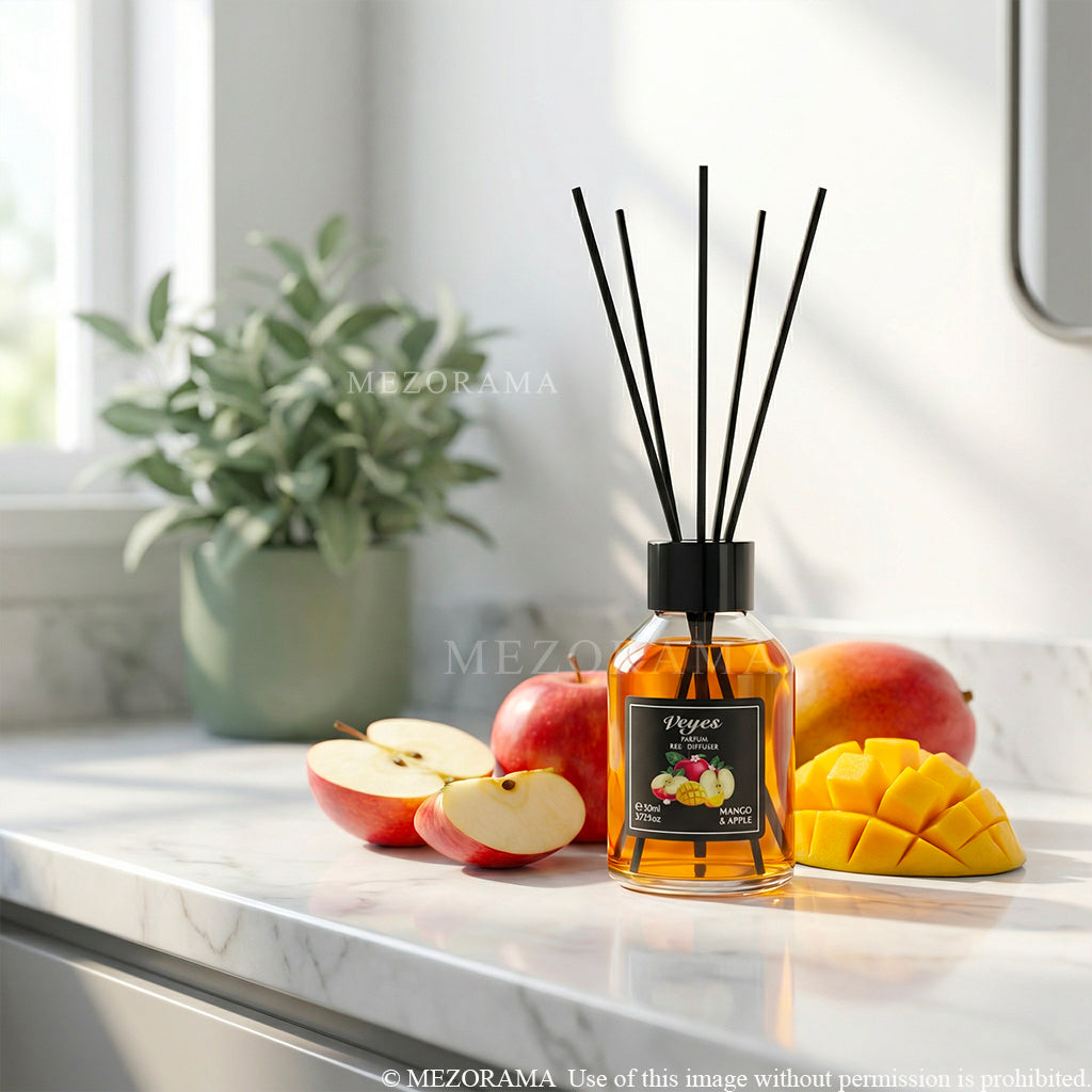 DIFFUSEURS   Ambiance Gourmande Intense, Diffuseur Veyes, Mangue & Pomme, Parfum d'Intérieur Décoratif, 110ml