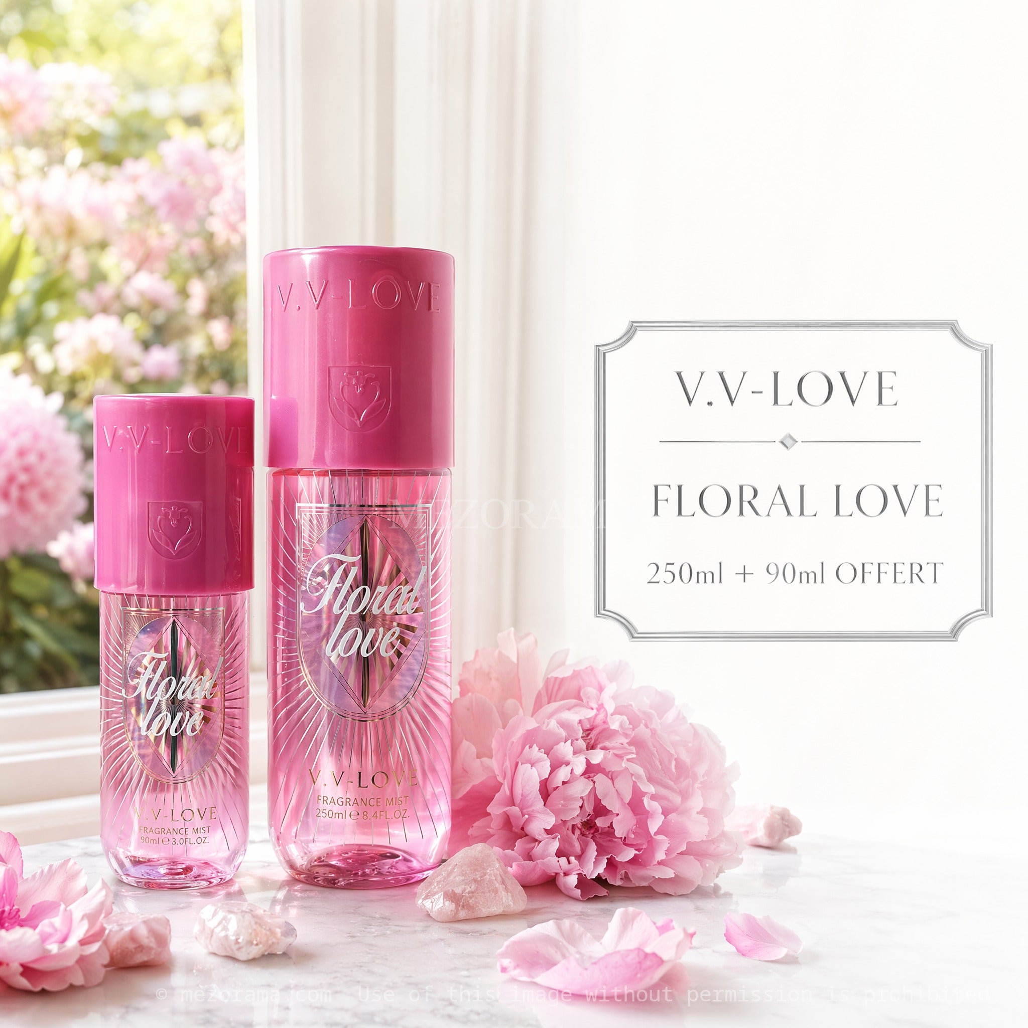 Fraîcheur florale quotidienne,V.V.LOVE, Floral Love, Senteur Florale, Brume corporelle, 150ml