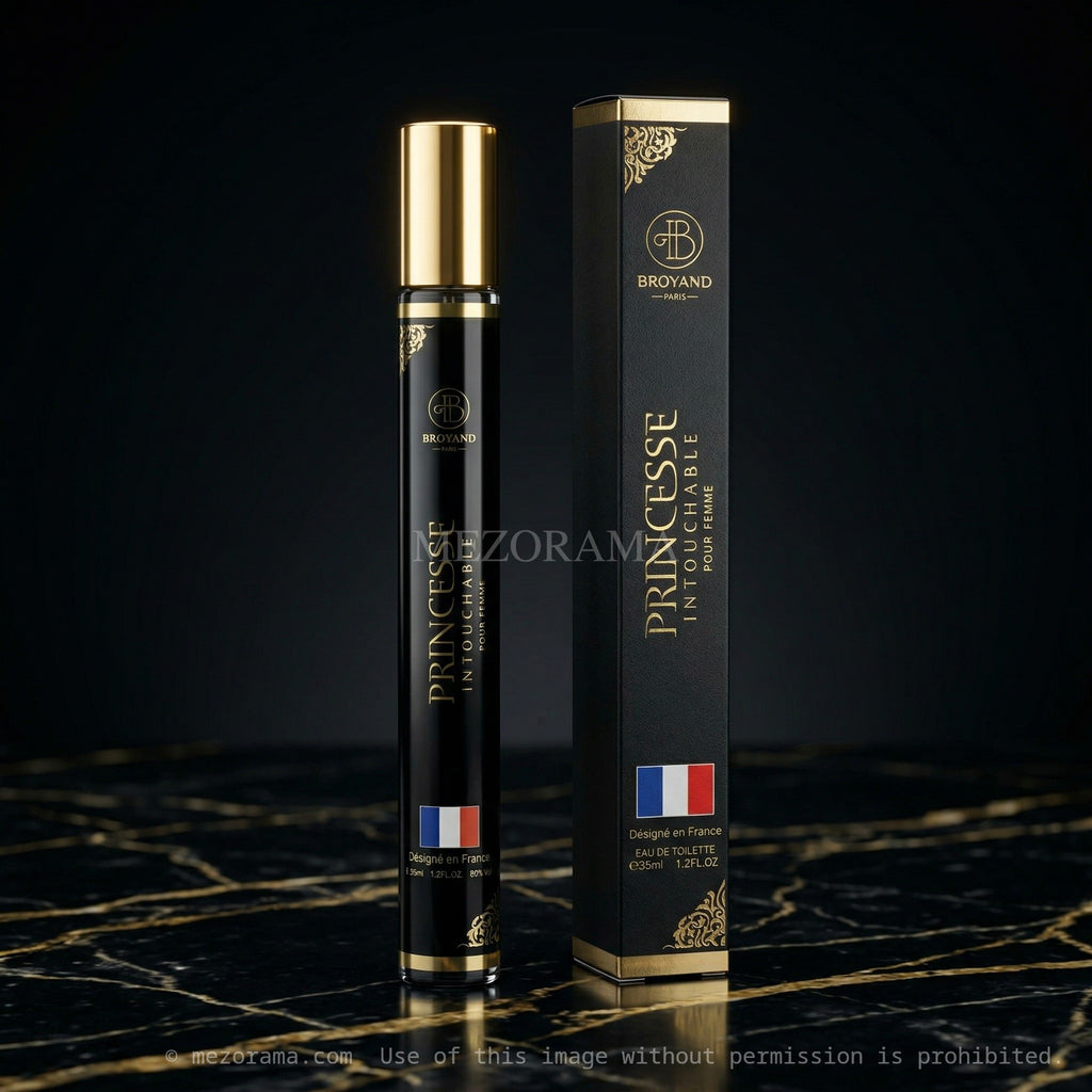Parfum de voyage chic, Princesse Intouchable, Noir et Or, Eau de Toilette pour Femme, 35ml